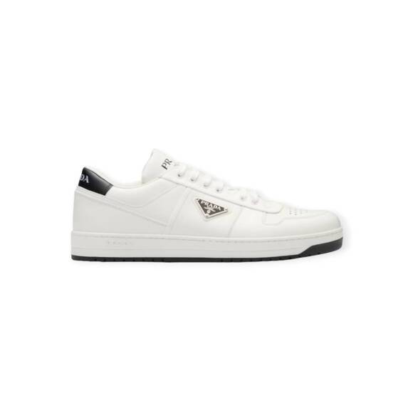 NEW PRADA women's downtown leather sneakers in white - Picture 2 of 5